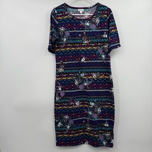 Lularoe Dress Women Large Disney Nightmare Before Christmas Multicolor Stretch